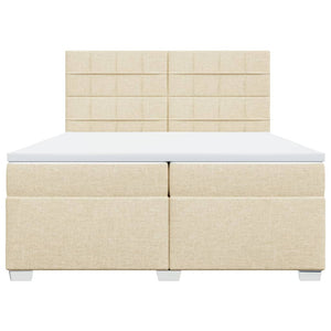 Κρεβάτι Boxspring με Στρώμα Κρεμ 200x200 εκ. Υφασμάτινο
