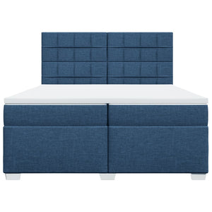 Κρεβάτι Boxspring με Στρώμα Μπλε 200x200 εκ. Υφασμάτινο - Pakobazaar