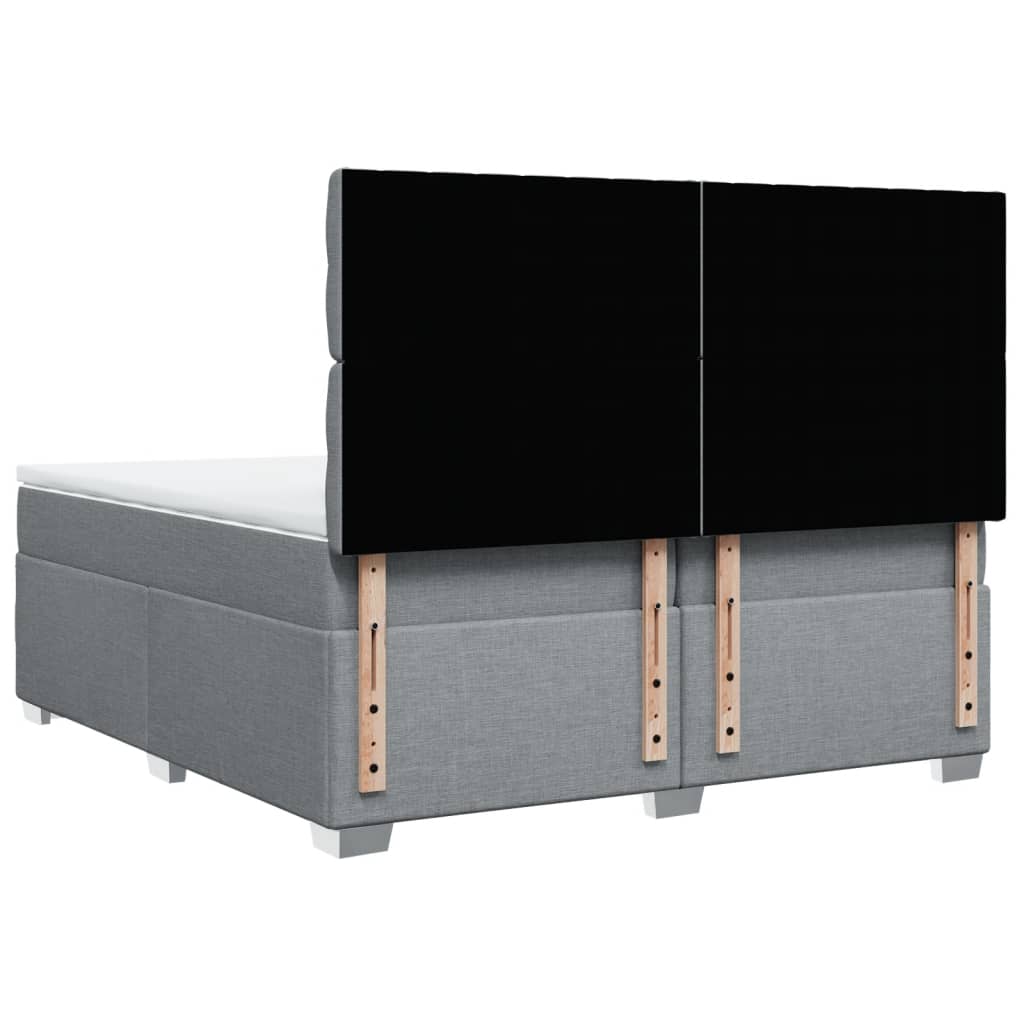 Κρεβάτι Boxspring με Στρώμα Ανοιχτό Γκρι 200x200 εκ. Υφασμάτινο - Pakobazaar