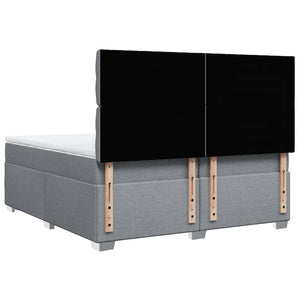 Κρεβάτι Boxspring με Στρώμα Ανοιχτό Γκρι 200x200 εκ. Υφασμάτινο - Pakobazaar