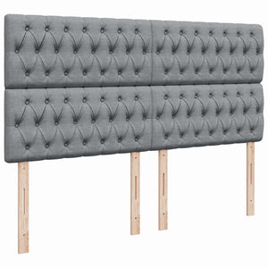 Κρεβάτι Boxspring με Στρώμα Ανοιχτό Γκρι 200x200 εκ. Υφασμάτινο - Pakobazaar