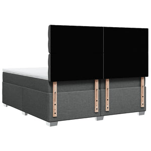 Κρεβάτι Boxspring με Στρώμα Σκούρο Γκρι 200x200 εκ. Υφασμάτινο - Pakobazaar