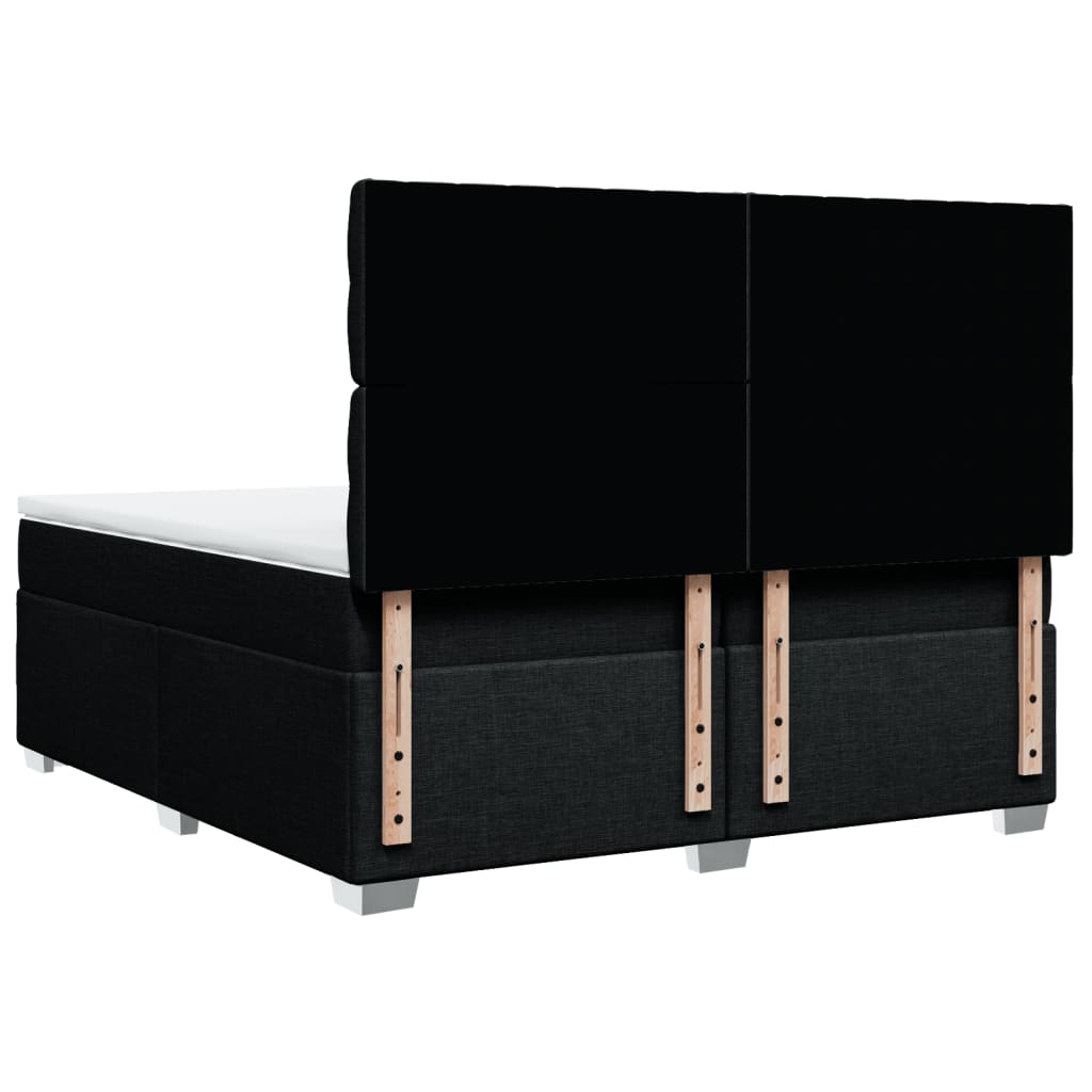 Κρεβάτι Boxspring με Στρώμα Μαύρο 200x200 εκ. Υφασμάτινο - Pakobazaar