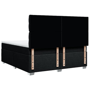 Κρεβάτι Boxspring με Στρώμα Μαύρο 200x200 εκ. Υφασμάτινο - Pakobazaar