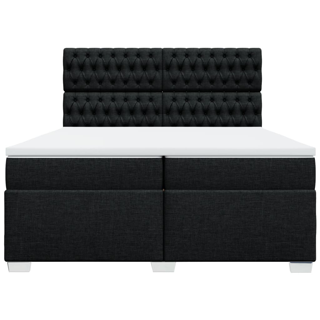 Κρεβάτι Boxspring με Στρώμα Μαύρο 200x200 εκ. Υφασμάτινο - Pakobazaar