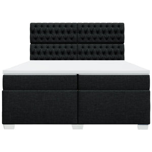 Κρεβάτι Boxspring με Στρώμα Μαύρο 200x200 εκ. Υφασμάτινο - Pakobazaar