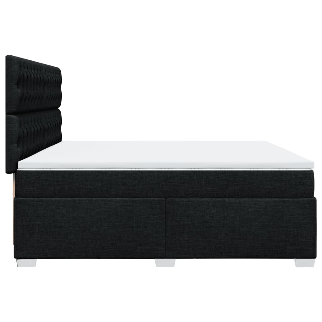 Κρεβάτι Boxspring με Στρώμα Μαύρο 200x200 εκ. Υφασμάτινο - Pakobazaar