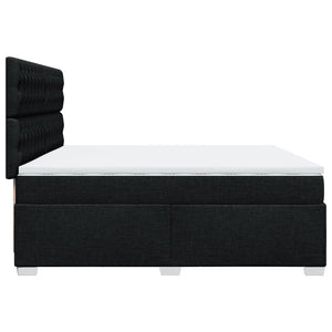 Κρεβάτι Boxspring με Στρώμα Μαύρο 200x200 εκ. Υφασμάτινο - Pakobazaar