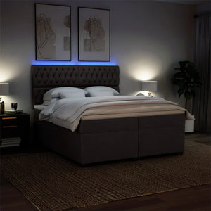 Κρεβάτι Boxspring με Στρώμα Σκούρο Καφέ 200x200 εκ. Υφασμάτινο - Pakobazaar