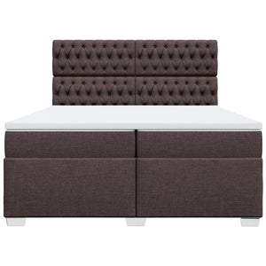 Κρεβάτι Boxspring με Στρώμα Σκούρο Καφέ 200x200 εκ. Υφασμάτινο - Pakobazaar