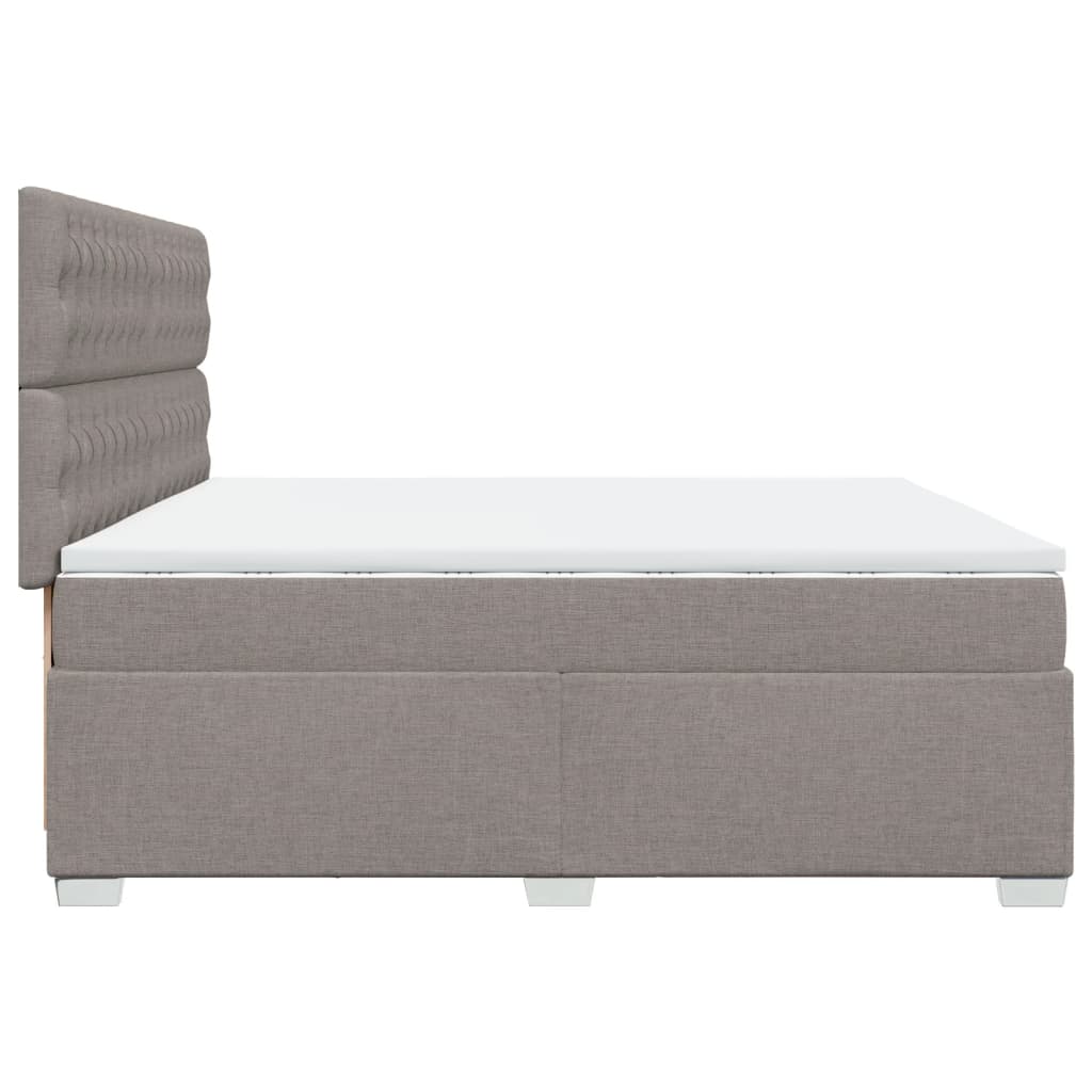 Κρεβάτι Boxspring με Στρώμα Taupe 200x200 εκ. Υφασμάτινο - Pakobazaar