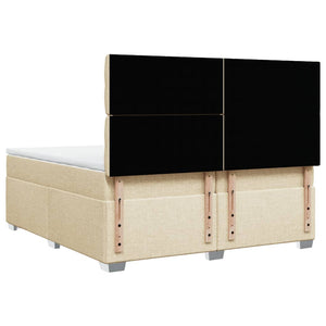 Κρεβάτι Boxspring με Στρώμα Κρεμ 200x200 εκ. Υφασμάτινο - Pakobazaar