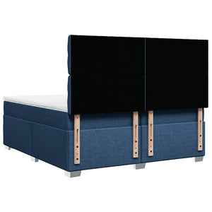 Κρεβάτι Boxspring με Στρώμα Μπλε 200x200 εκ. Υφασμάτινο - Pakobazaar
