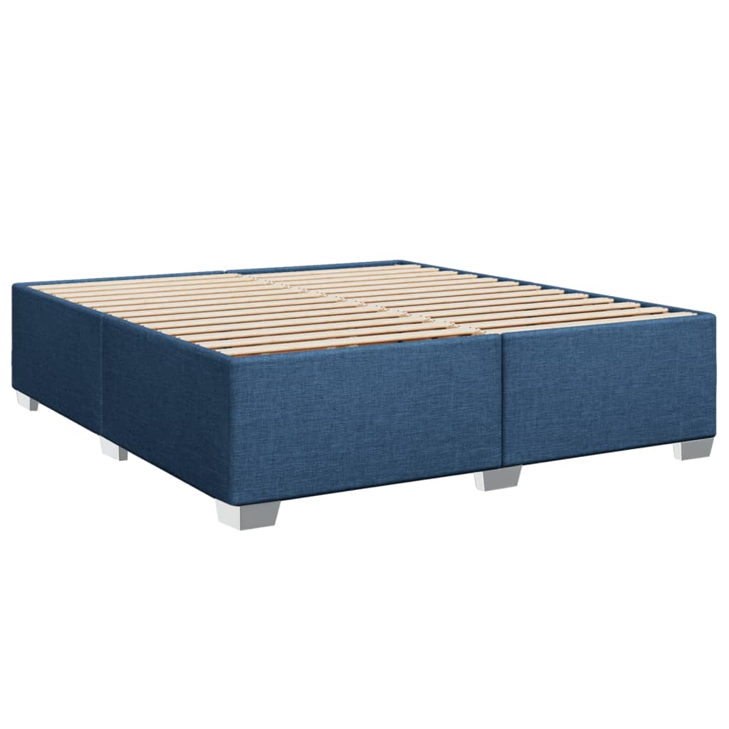 Κρεβάτι Boxspring με Στρώμα Μπλε 200x200 εκ. Υφασμάτινο - Pakobazaar