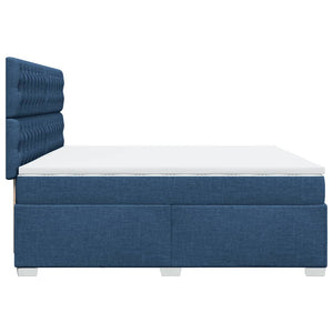 Κρεβάτι Boxspring με Στρώμα Μπλε 200x200 εκ. Υφασμάτινο - Pakobazaar