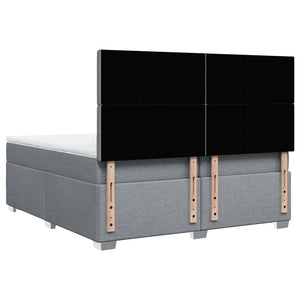 Κρεβάτι Boxspring με Στρώμα Ανοιχτό Γκρι 200x200 εκ. Υφασμάτινο - Pakobazaar