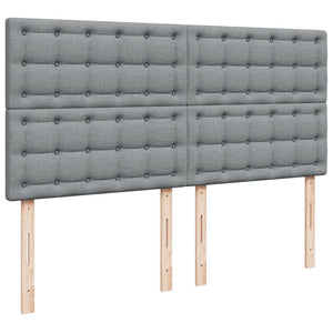 Κρεβάτι Boxspring με Στρώμα Ανοιχτό Γκρι 200x200 εκ. Υφασμάτινο - Pakobazaar