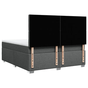 Κρεβάτι Boxspring με Στρώμα Σκούρο Γκρι 200x200 εκ. Υφασμάτινο - Pakobazaar