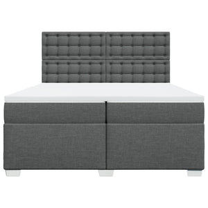 Κρεβάτι Boxspring με Στρώμα Σκούρο Γκρι 200x200 εκ. Υφασμάτινο - Pakobazaar