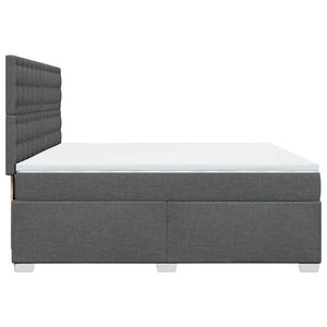 Κρεβάτι Boxspring με Στρώμα Σκούρο Γκρι 200x200 εκ. Υφασμάτινο - Pakobazaar