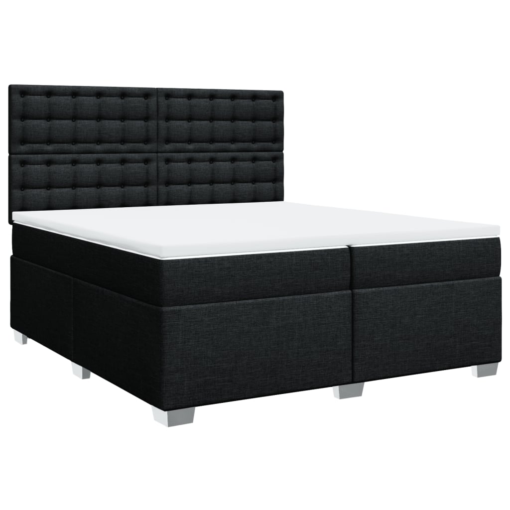 Κρεβάτι Boxspring με Στρώμα Μαύρο 200x200 εκ. Υφασμάτινο - Pakobazaar