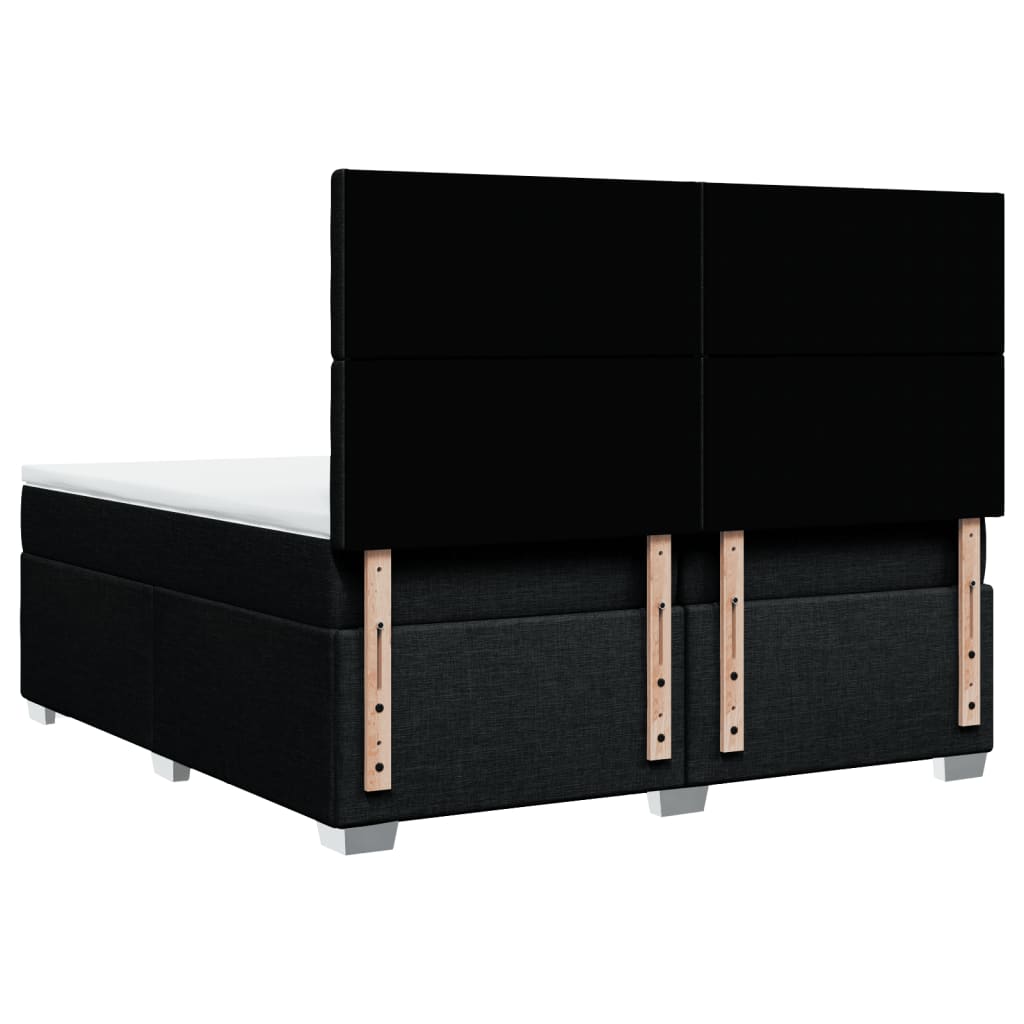 Κρεβάτι Boxspring με Στρώμα Μαύρο 200x200 εκ. Υφασμάτινο - Pakobazaar