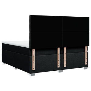 Κρεβάτι Boxspring με Στρώμα Μαύρο 200x200 εκ. Υφασμάτινο - Pakobazaar