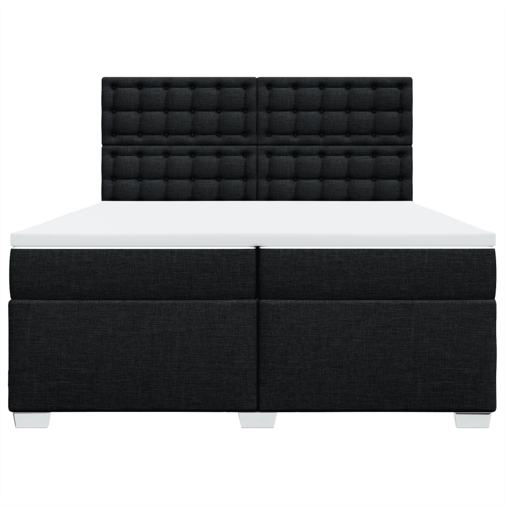 Κρεβάτι Boxspring με Στρώμα Μαύρο 200x200 εκ. Υφασμάτινο - Pakobazaar