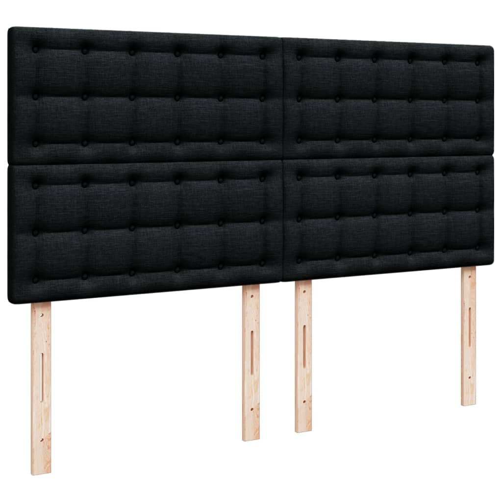 Κρεβάτι Boxspring με Στρώμα Μαύρο 200x200 εκ. Υφασμάτινο - Pakobazaar