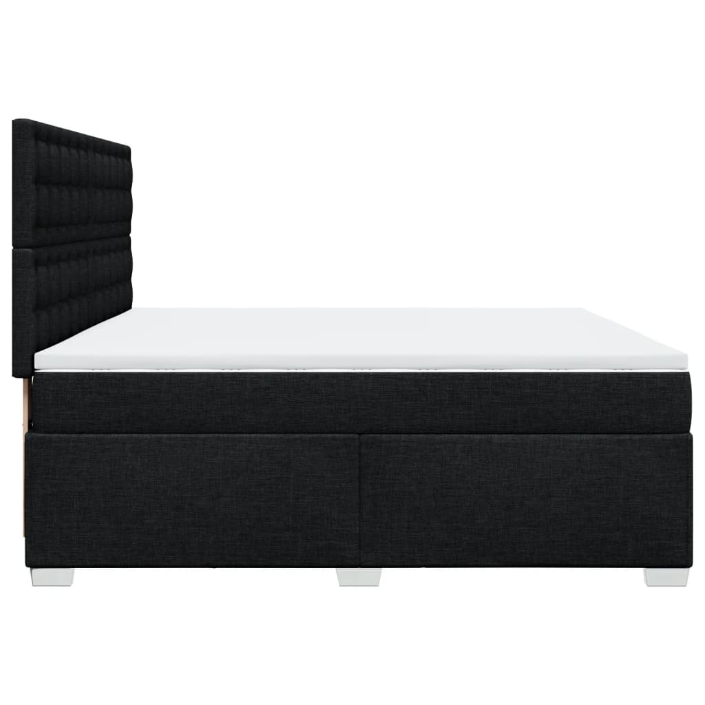 Κρεβάτι Boxspring με Στρώμα Μαύρο 200x200 εκ. Υφασμάτινο - Pakobazaar