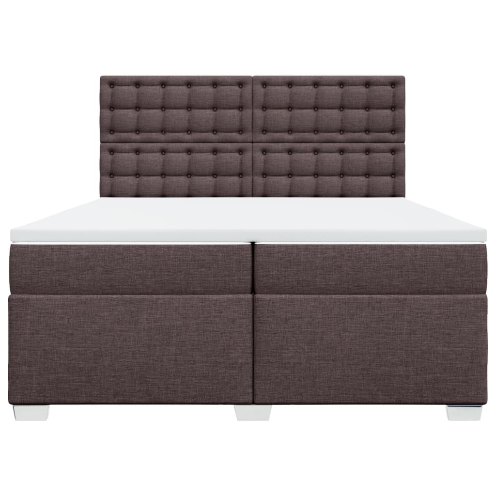 Κρεβάτι Boxspring με Στρώμα Σκούρο Καφέ 200x200 εκ. Υφασμάτινο - Pakobazaar