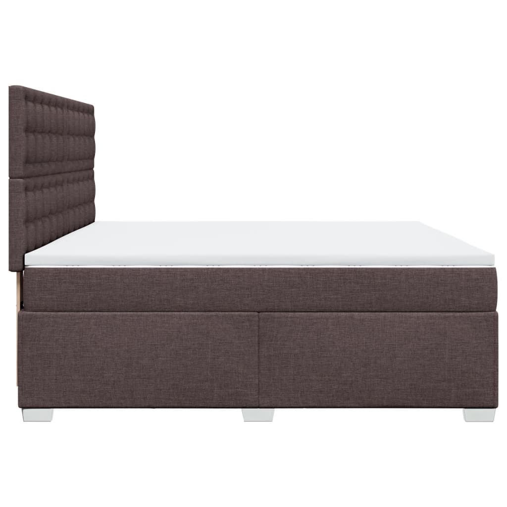 Κρεβάτι Boxspring με Στρώμα Σκούρο Καφέ 200x200 εκ. Υφασμάτινο - Pakobazaar