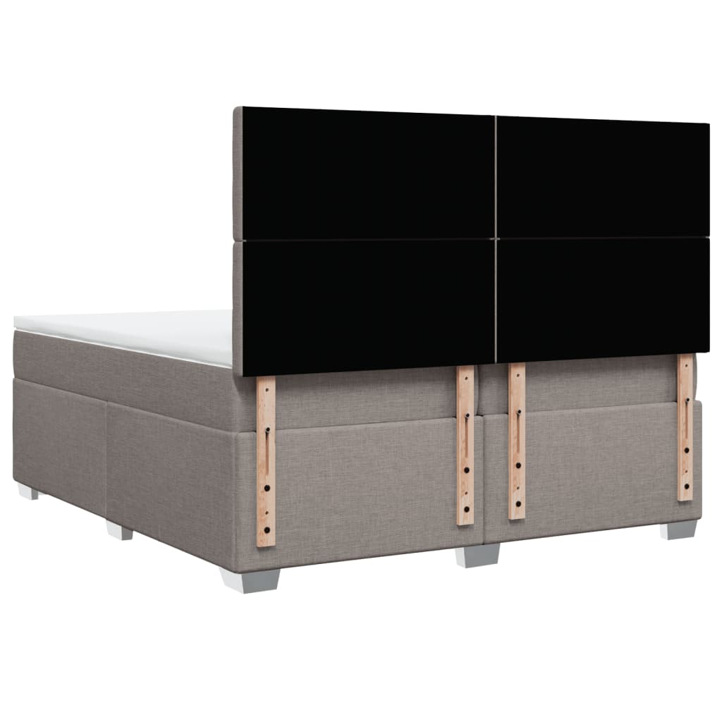 Κρεβάτι Boxspring με Στρώμα Taupe 200x200 εκ. Υφασμάτινο - Pakobazaar