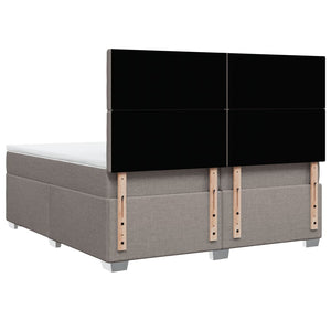 Κρεβάτι Boxspring με Στρώμα Taupe 200x200 εκ. Υφασμάτινο - Pakobazaar
