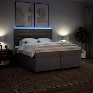Κρεβάτι Boxspring με Στρώμα Taupe 200x200 εκ. Υφασμάτινο - Pakobazaar