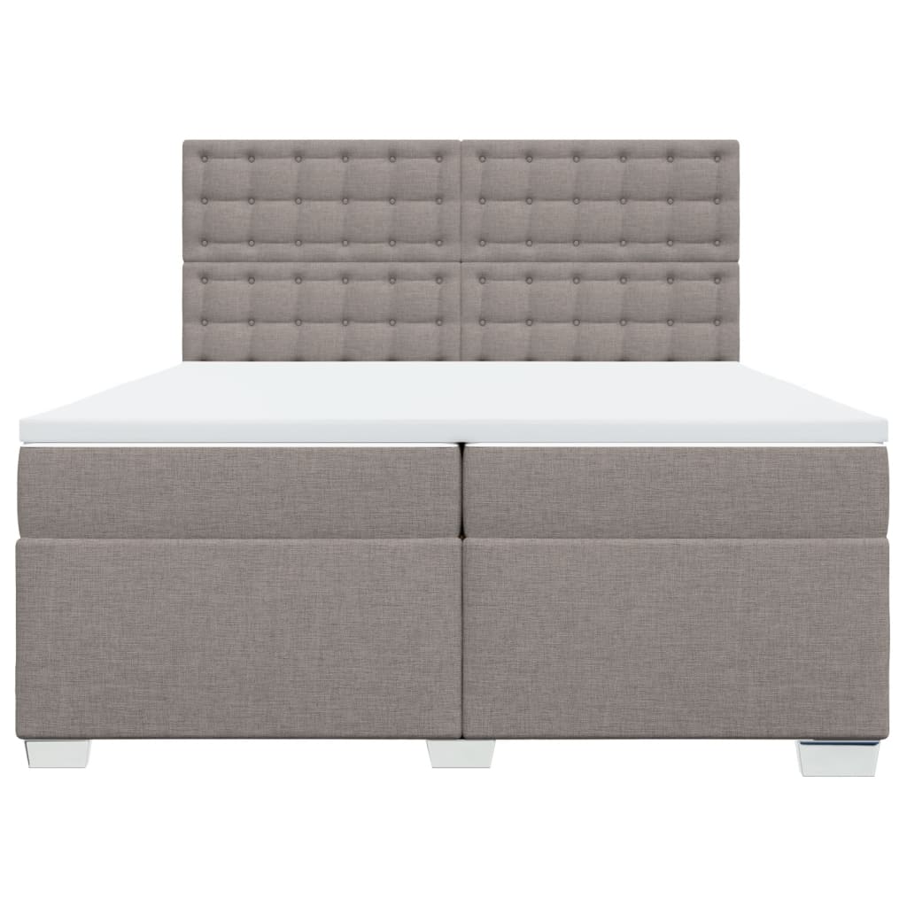 Κρεβάτι Boxspring με Στρώμα Taupe 200x200 εκ. Υφασμάτινο - Pakobazaar