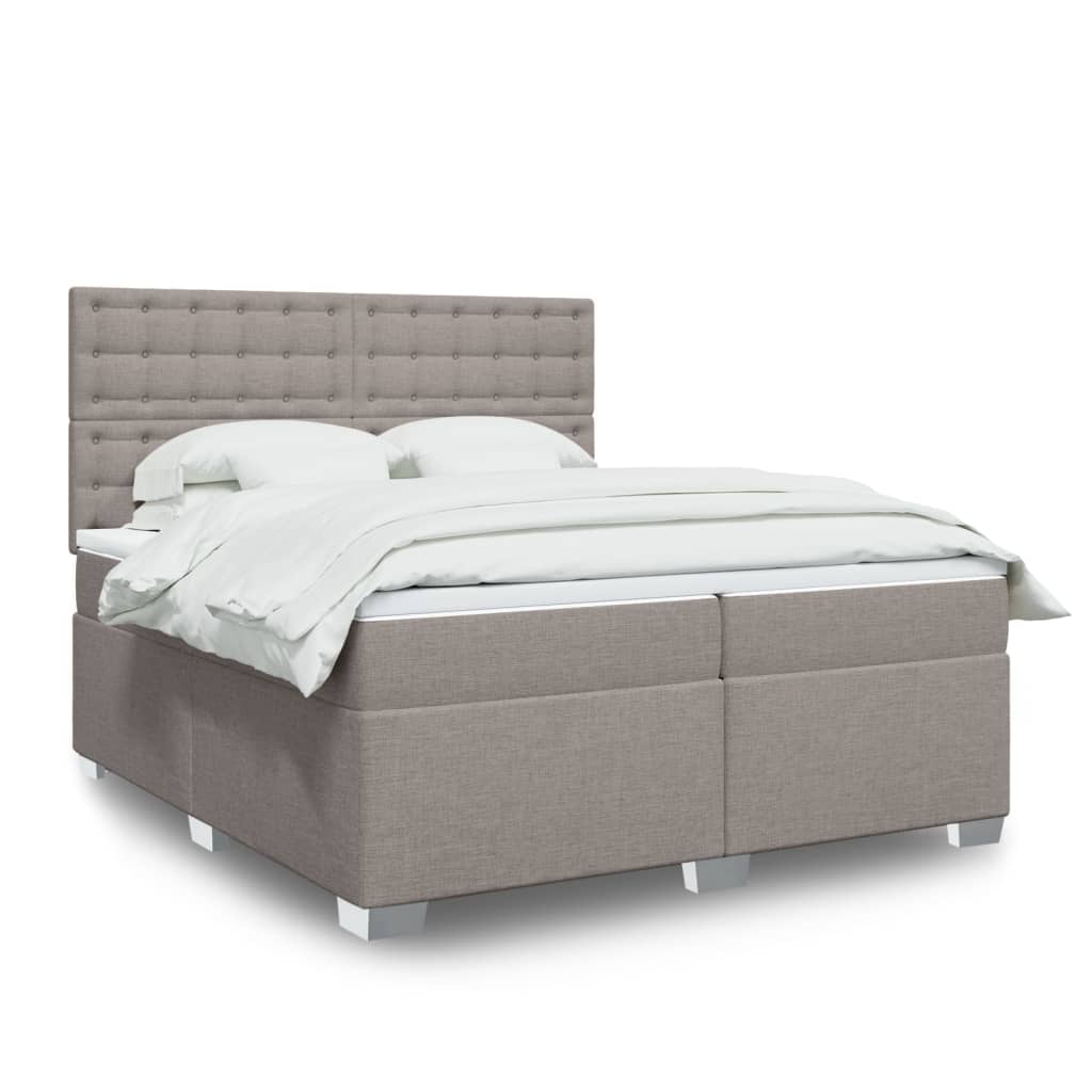 Κρεβάτι Boxspring με Στρώμα Taupe 200x200 εκ. Υφασμάτινο - Pakobazaar