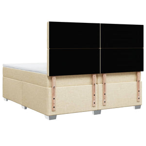 Κρεβάτι Boxspring με Στρώμα Κρεμ 200x200 εκ. Υφασμάτινο - Pakobazaar