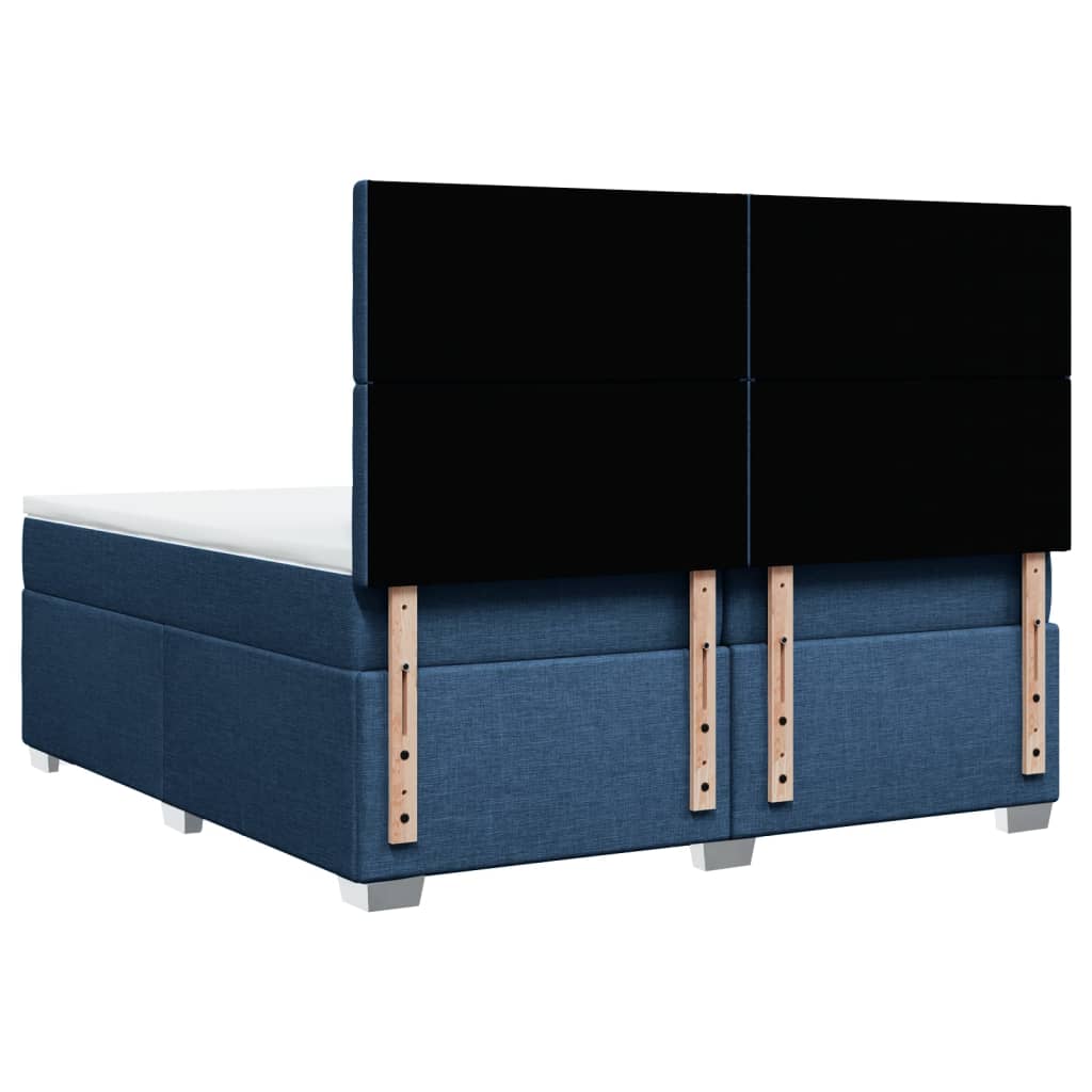 Κρεβάτι Boxspring με Στρώμα Μπλε 200x200 εκ. Υφασμάτινο - Pakobazaar