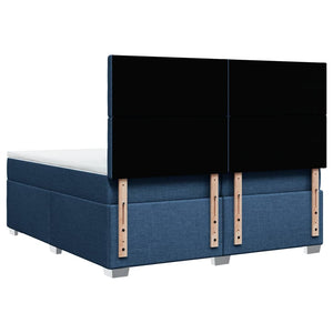 Κρεβάτι Boxspring με Στρώμα Μπλε 200x200 εκ. Υφασμάτινο - Pakobazaar
