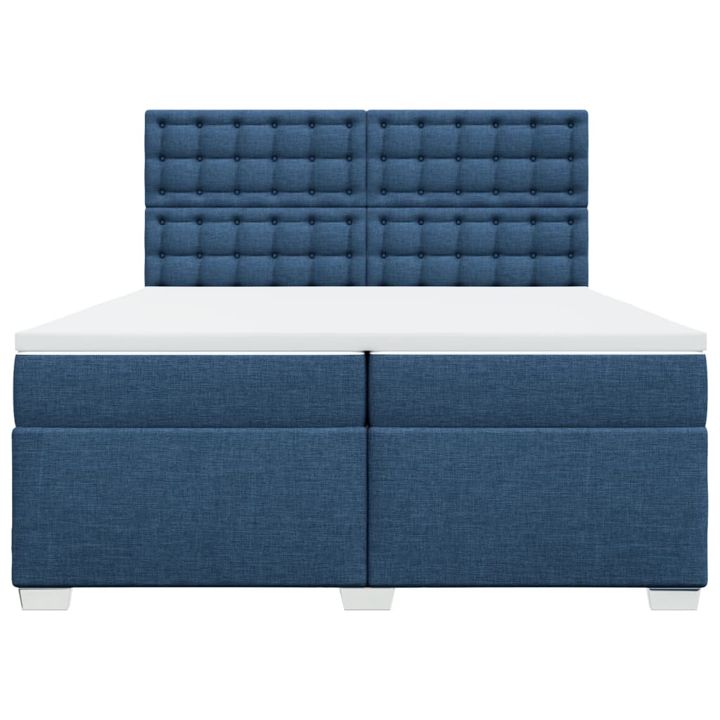 Κρεβάτι Boxspring με Στρώμα Μπλε 200x200 εκ. Υφασμάτινο - Pakobazaar