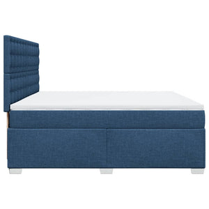 Κρεβάτι Boxspring με Στρώμα Μπλε 200x200 εκ. Υφασμάτινο - Pakobazaar