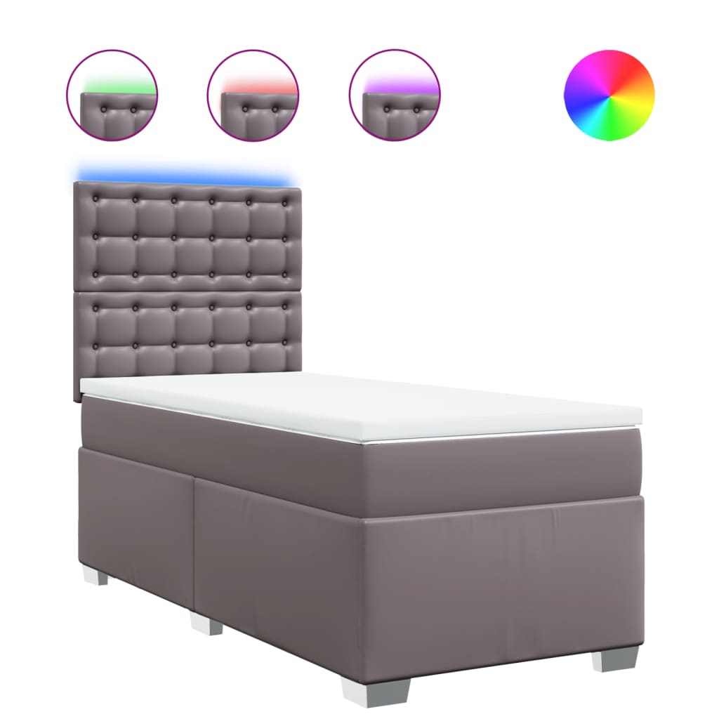 Κρεβάτι Boxspring με Στρώμα Γκρι 80 x 200 εκ. Συνθετικό Δέρμα