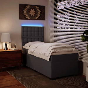 Κρεβάτι Boxspring με Στρώμα Γκρι 80 x 200 εκ. Συνθετικό Δέρμα