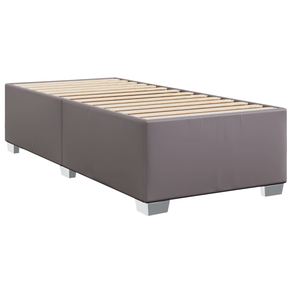 Κρεβάτι Boxspring με Στρώμα Γκρι 80 x 200 εκ. Συνθετικό Δέρμα