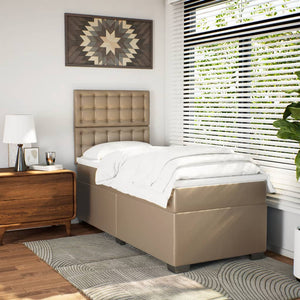 Κρεβάτι Boxspring με Στρώμα Καπουτσίνο 80x200 εκ. Συνθ. Δέρμα - Pakobazaar