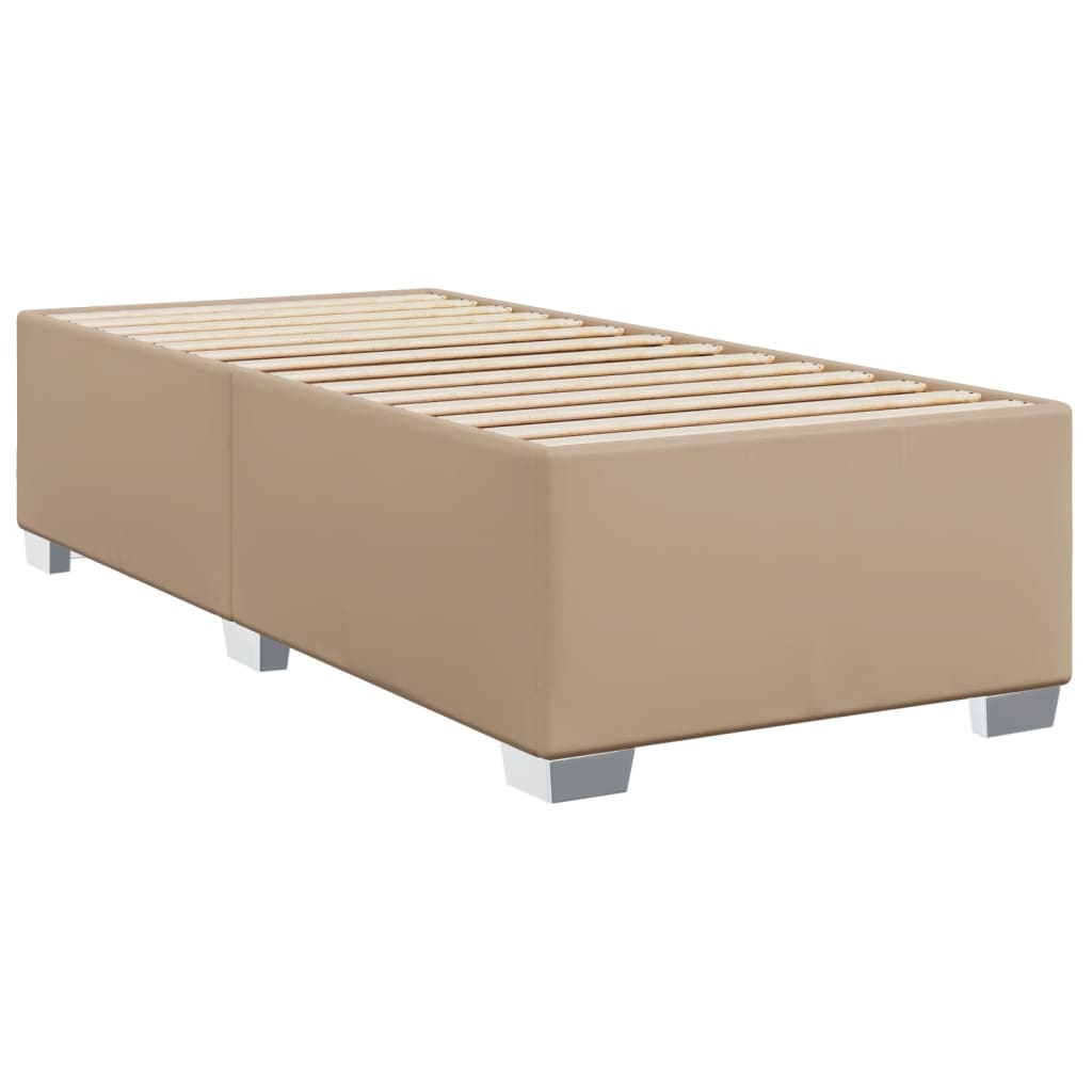Κρεβάτι Boxspring με Στρώμα Καπουτσίνο 80x200 εκ. Συνθ. Δέρμα - Pakobazaar