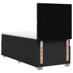 Κρεβάτι Boxspring με Στρώμα Μαύρο 90x190εκ. από Συνθετικό Δέρμα