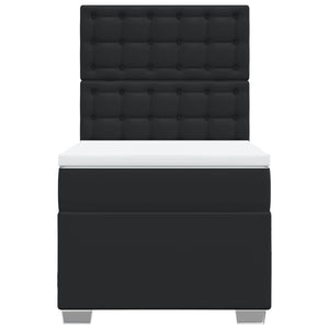 Κρεβάτι Boxspring με Στρώμα Μαύρο 90x190εκ. από Συνθετικό Δέρμα