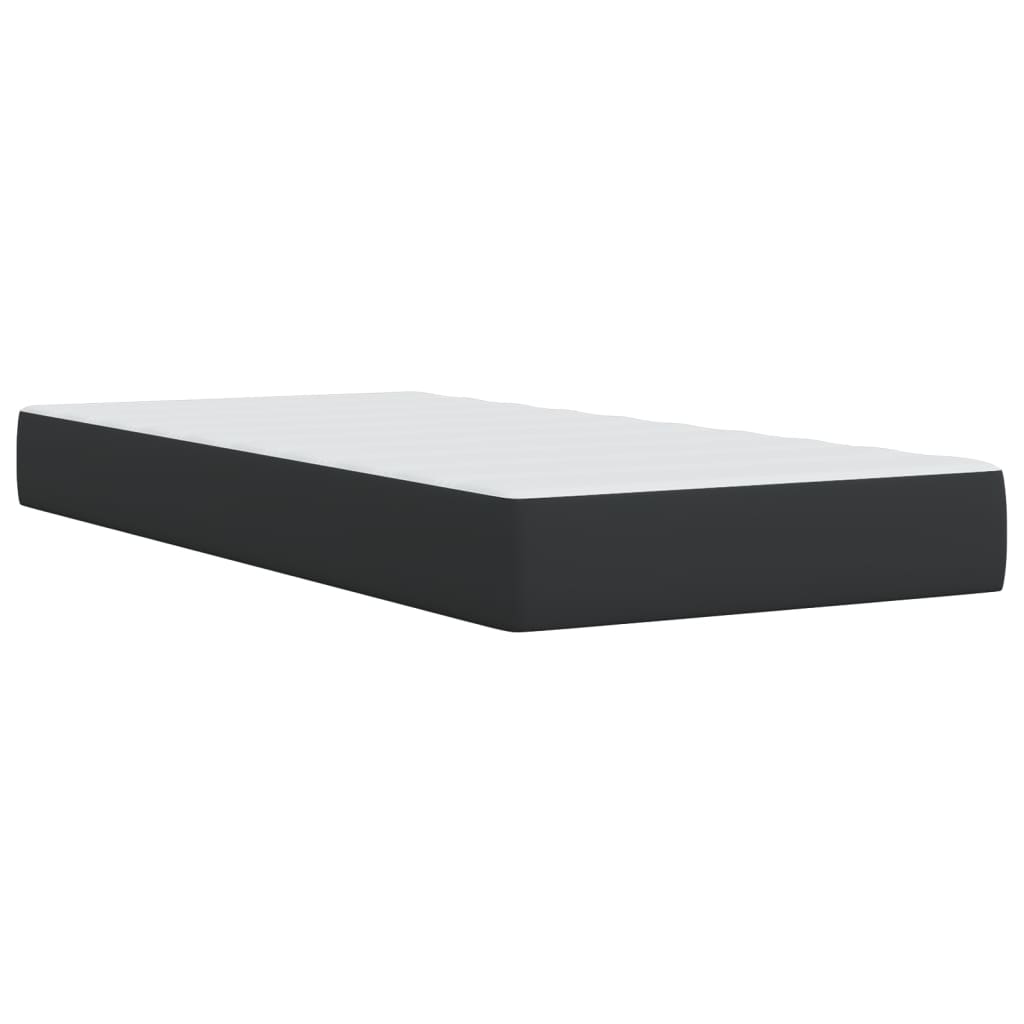Κρεβάτι Boxspring με Στρώμα Μαύρο 90x190εκ. από Συνθετικό Δέρμα